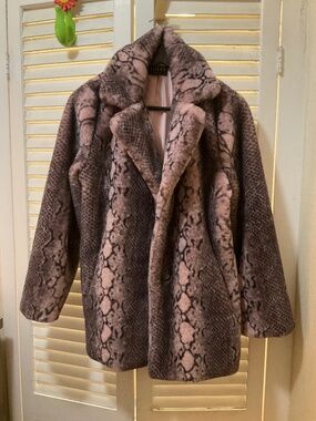 Animal print faux fur dressy jacket
